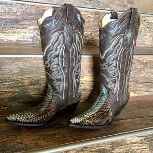 Corral Linden Green/Brown Python Triad Boots